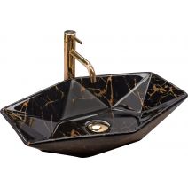 Умывальник (раковина) REA VEGAS BLACK MARBLE SHINY накладной черный